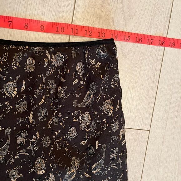 Vintage 90s brown paisley skirt lettuce hem ruffled - Picture 11 of 13